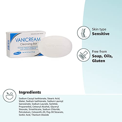 Vanicream Cleansing Bar with Cream Base helps maintain moisture