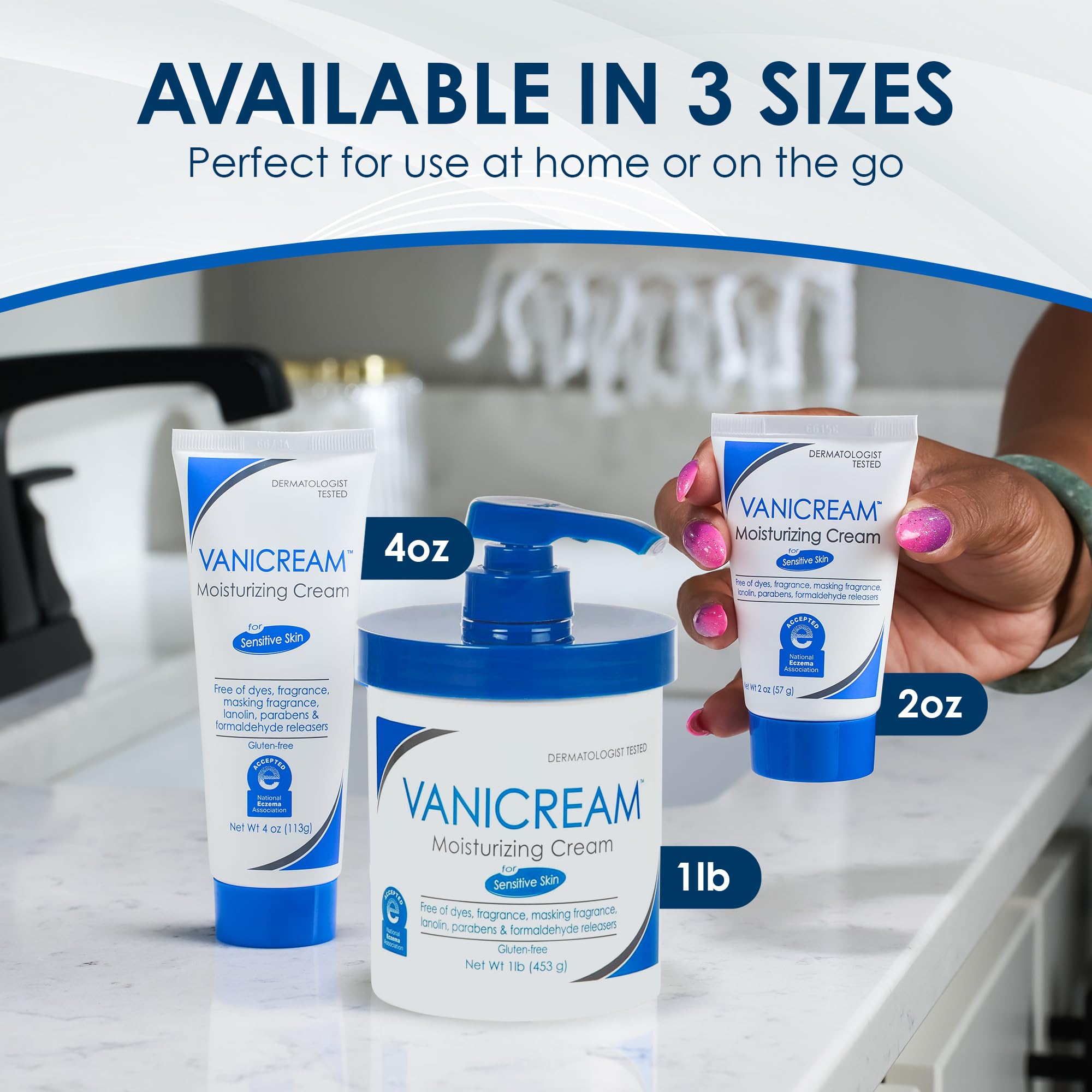 Vanicream respaldada por dermatólogos para piel sensible.
