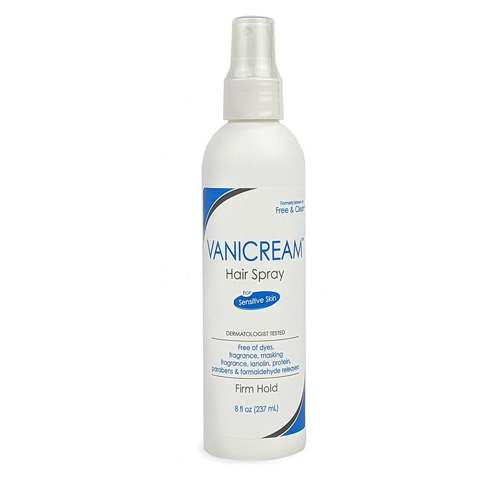 Vanicream Fijador Cabello, botella visible, fijación firme sin fragancia para piel sensible.