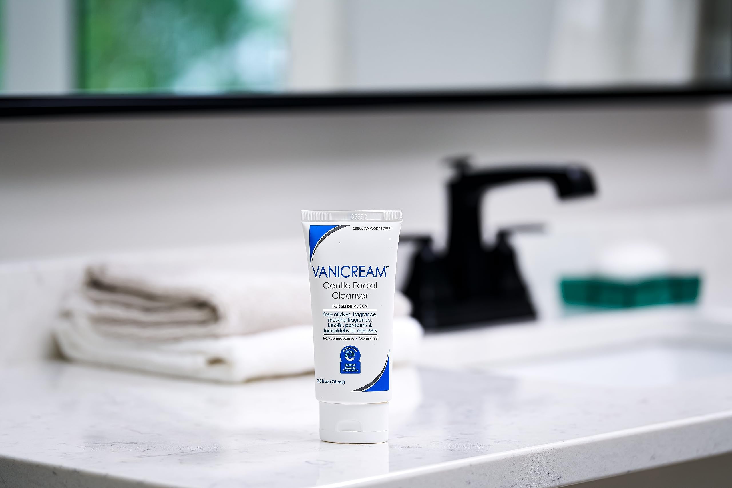 Vanicream label close-up highlights sensitive-skin formula and safety