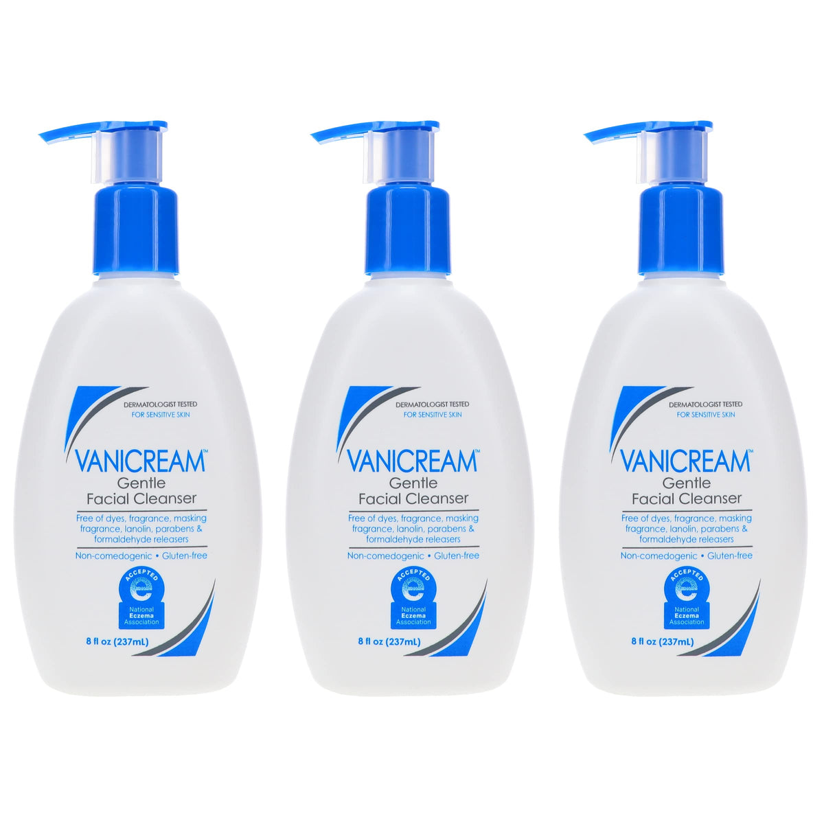 Vanicream Gentle Facial Cleanser bottle with unscented formula for sensitive skin.