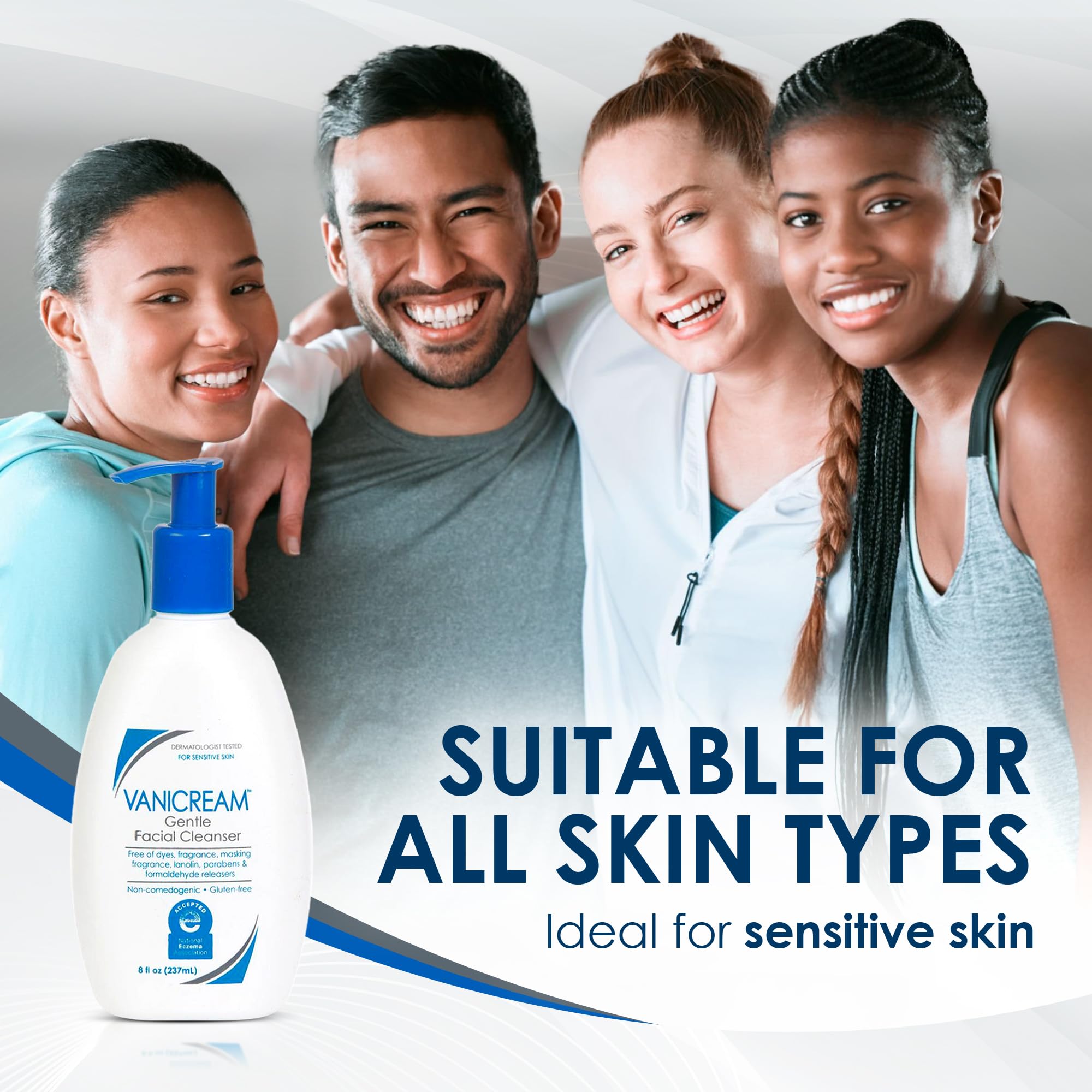 Vanicream Gentle Facial Cleanser dermatologist-tested seal on packaging.