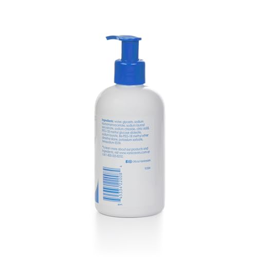 Vanicream Liquid Cleanser bottle pour demonstrates unscented formula.