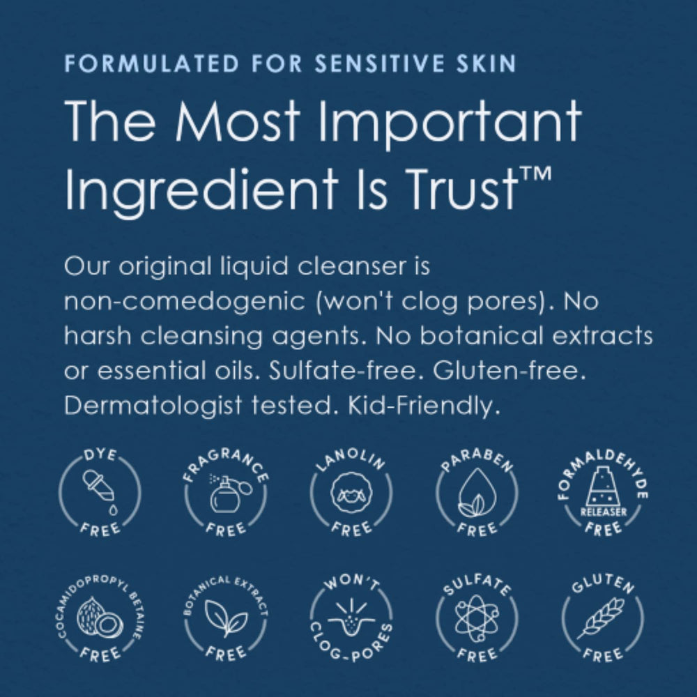 Vanicream Liquid Cleanser Refill in family bathroom scene, kid-friendly and dermatologist-tested.
