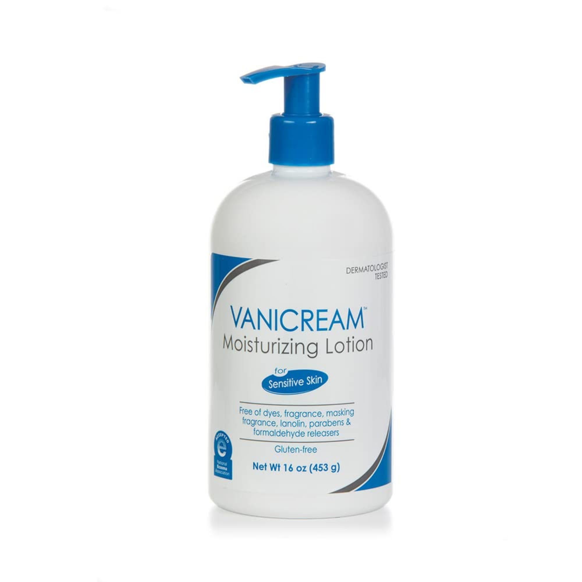 Vanicream loción hidratante con dispensador para piel sensible.