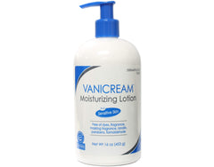 Vanicream Moisturizing Lotion pump closeup showing quick absorption on the skin.
