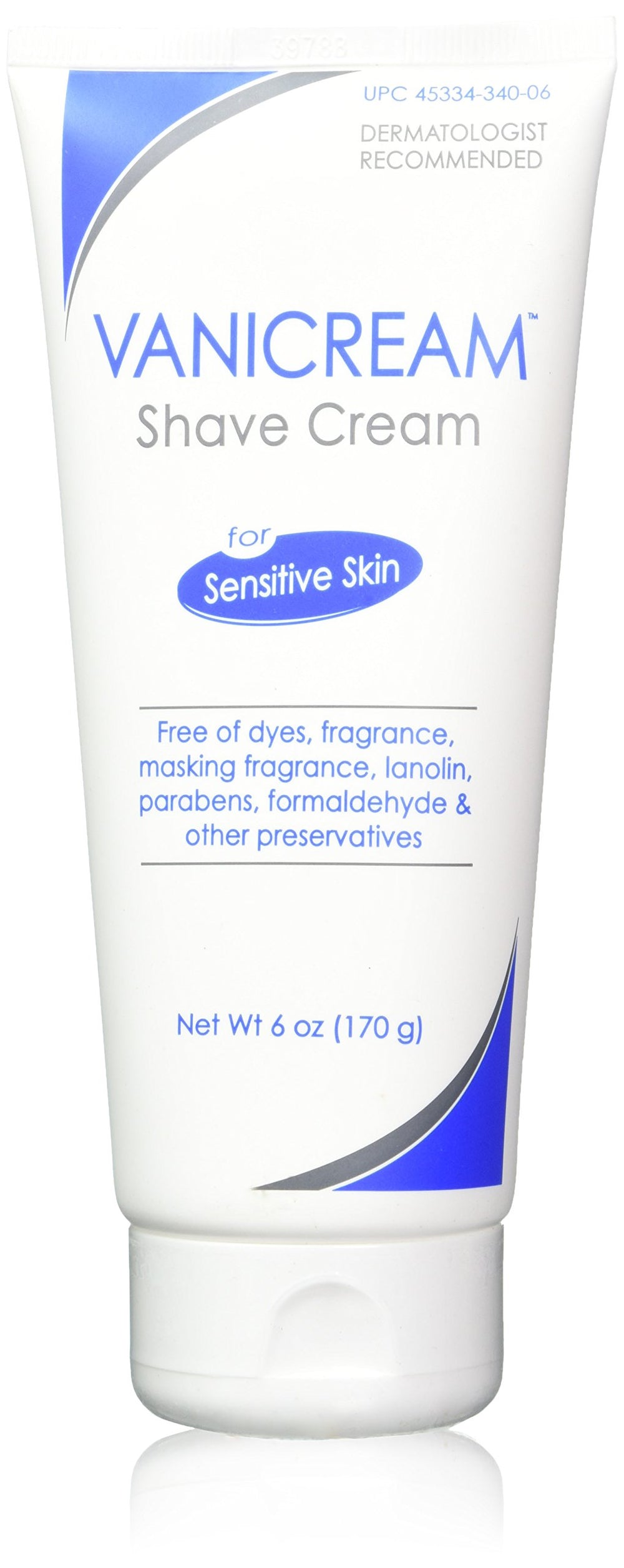 Vanicream shave cream bottle for sensitive skin highlights ultra-gentle moisturizing benefits.