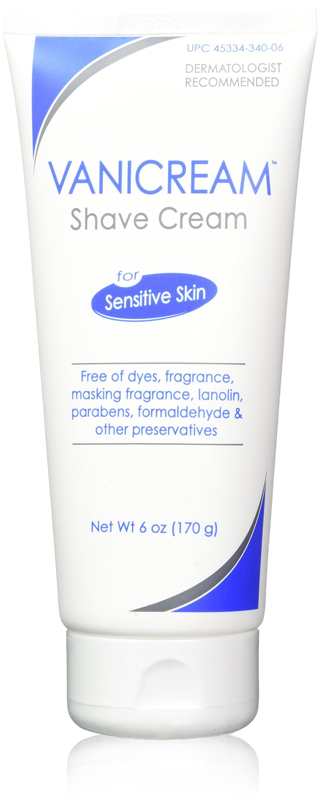Vanicream shave cream bottle for sensitive skin highlights ultra-gentle moisturizing benefits.