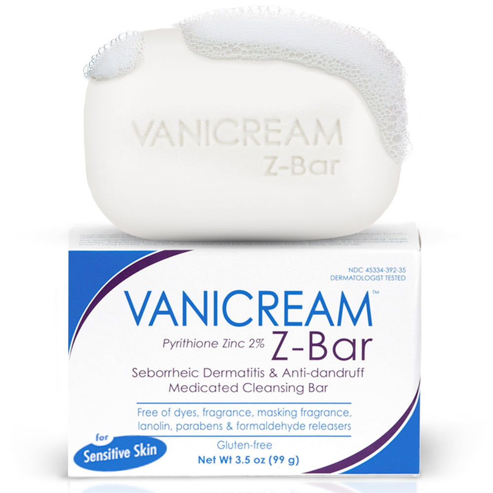 Vanicream Z Bar en empaque, ideal para piel sensible y dermatitis seborreica.
