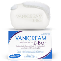 Vanicream Z Bar en empaque, ideal para piel sensible y dermatitis seborreica.