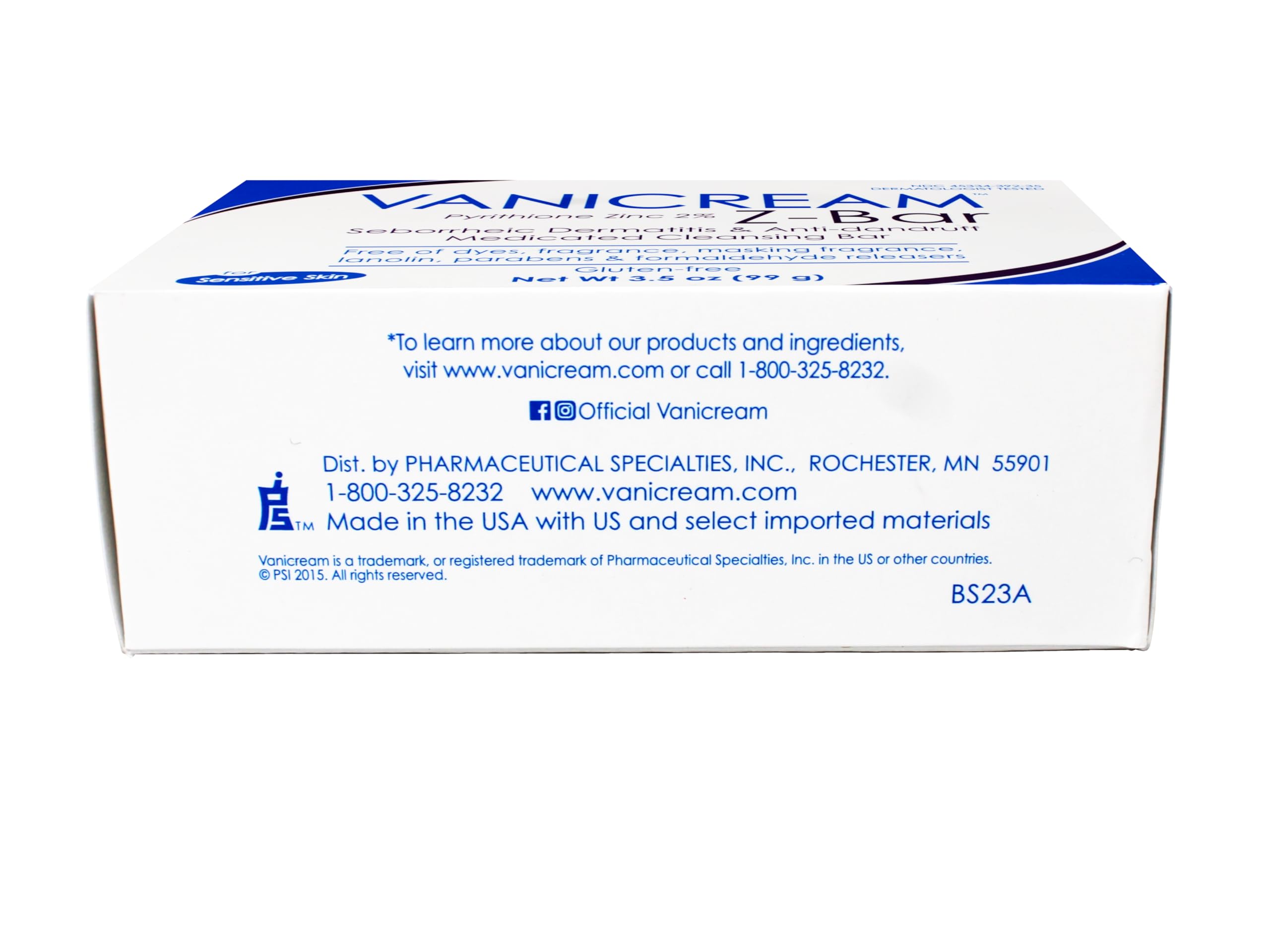 Vanicream Z-Bar made in USA badge signals dermatologist-tested quality.