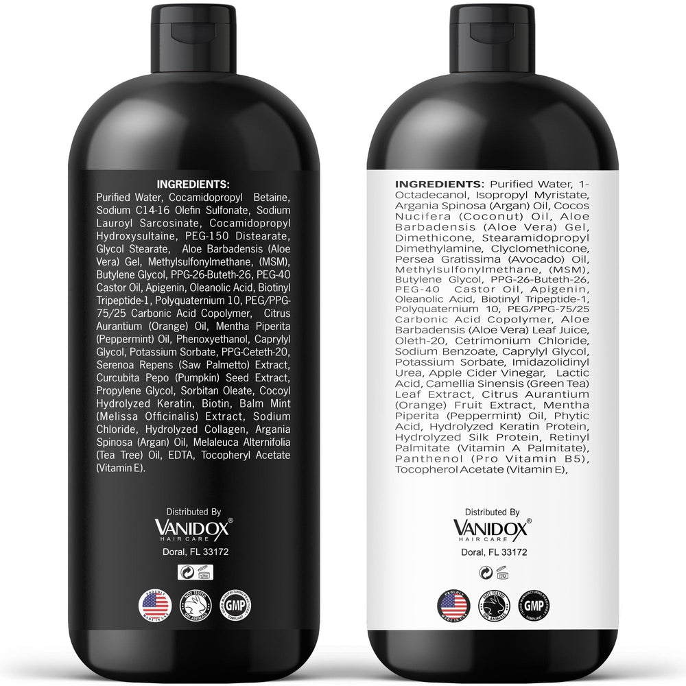 Dual VANIDOX bottles ready for daily hair care routine