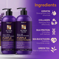 VANIDOX purple shampoo being applied to wet hair during routine