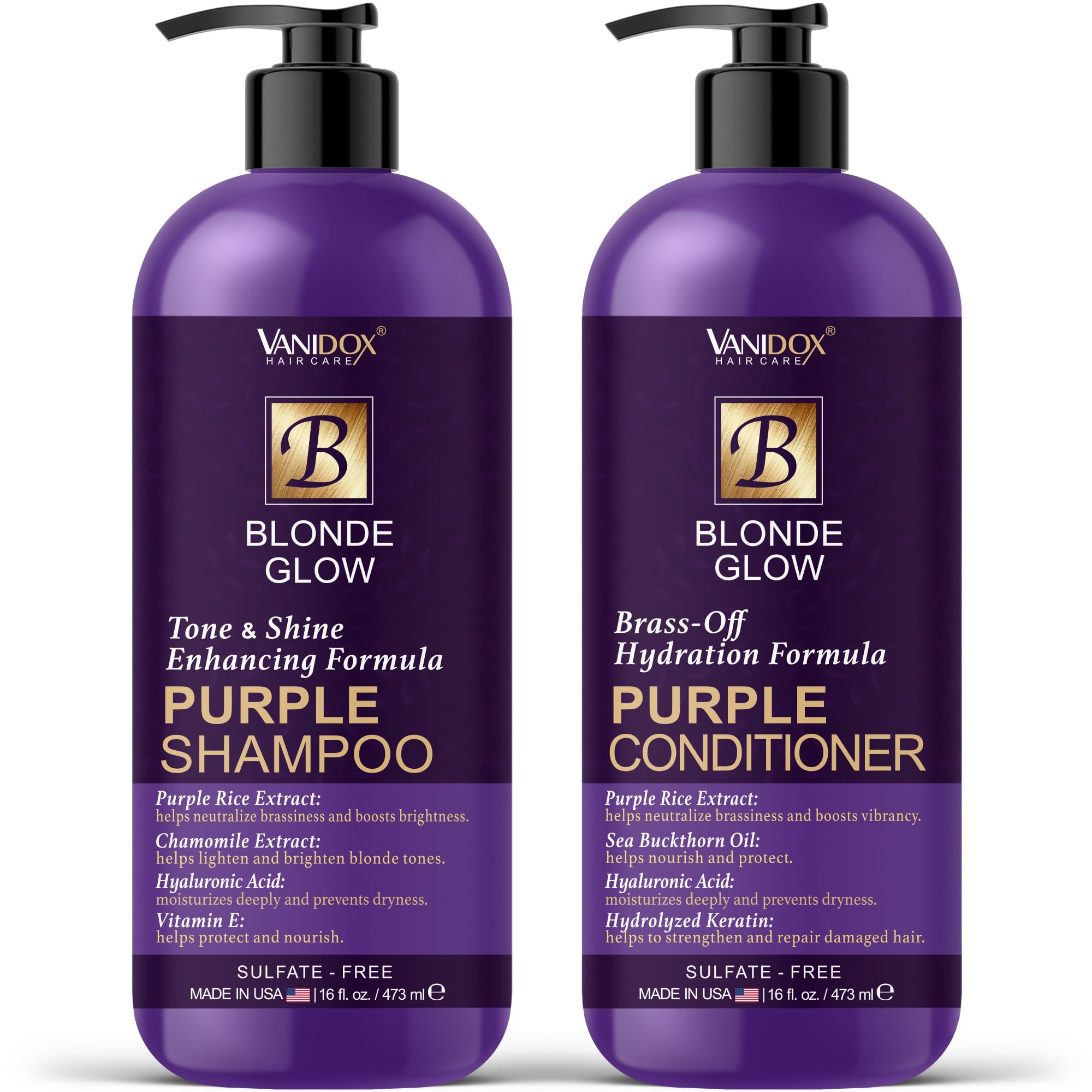 VANIDOX purple shampoo bottle front tones cool-blonde hair
