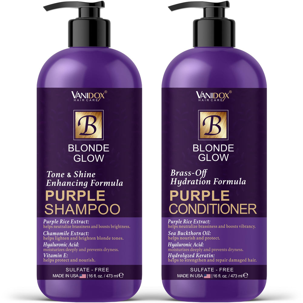 VANIDOX purple shampoo bottle front tones cool-blonde hair
