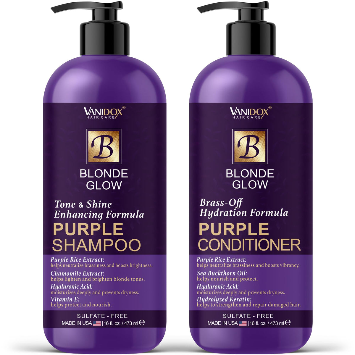 VANIDOX purple shampoo bottle front tones cool-blonde hair
