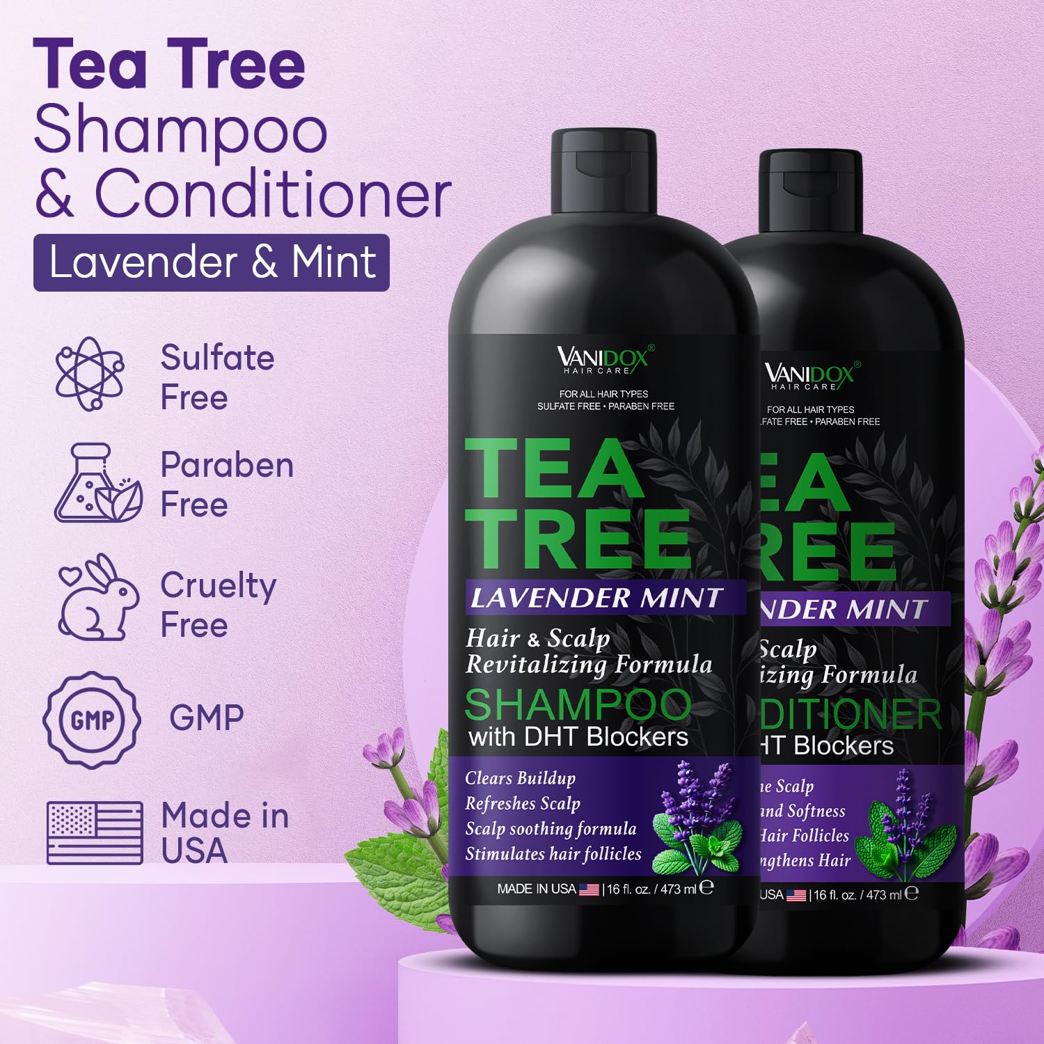Vanidox Tea Tree Conditioner bottle for silky, manageable hair