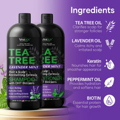 Vanidox Tea Tree Conditioner dispensing pump closeup for detangling ease