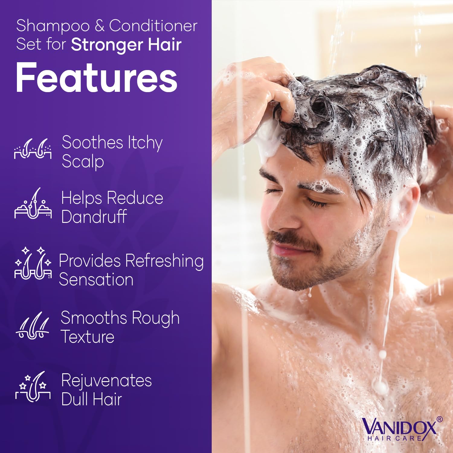 Vanidox Tea Tree Shampoo lather closeup for deep cleanse