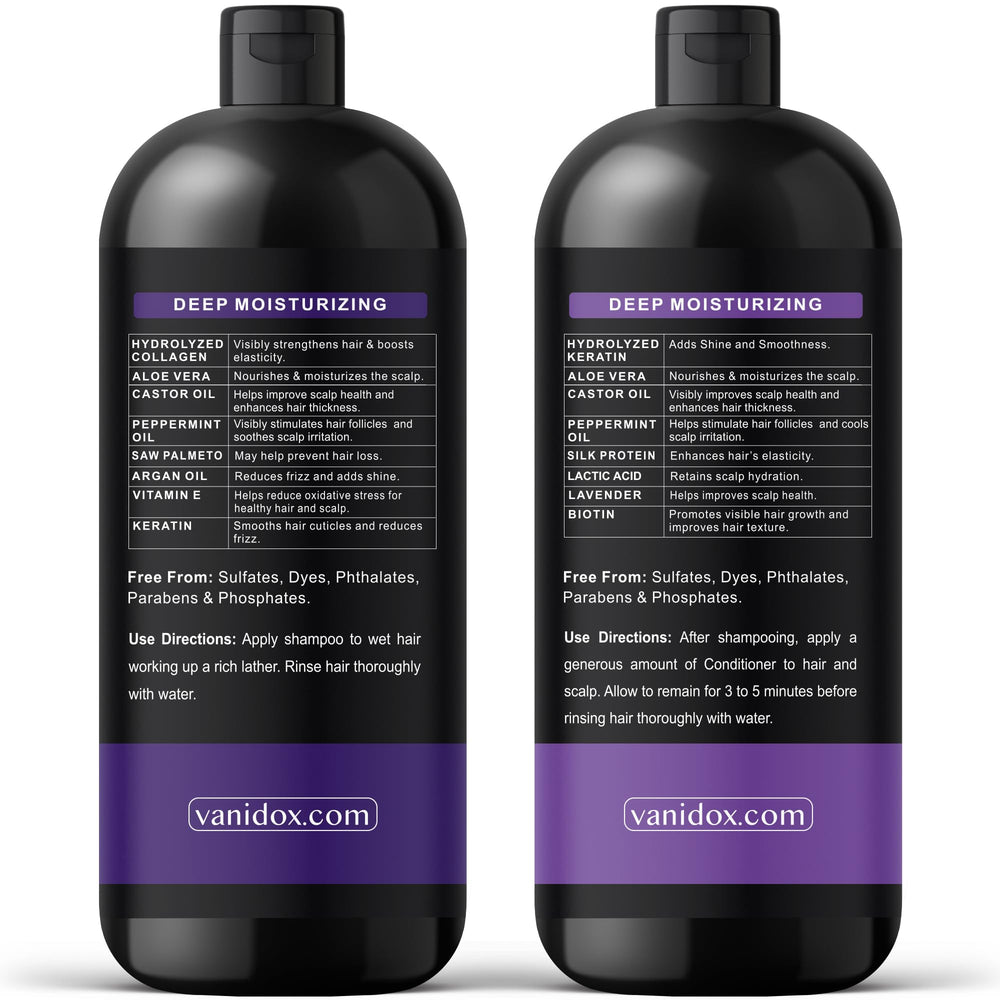 Vanidox USA-made label on shampoo bottle