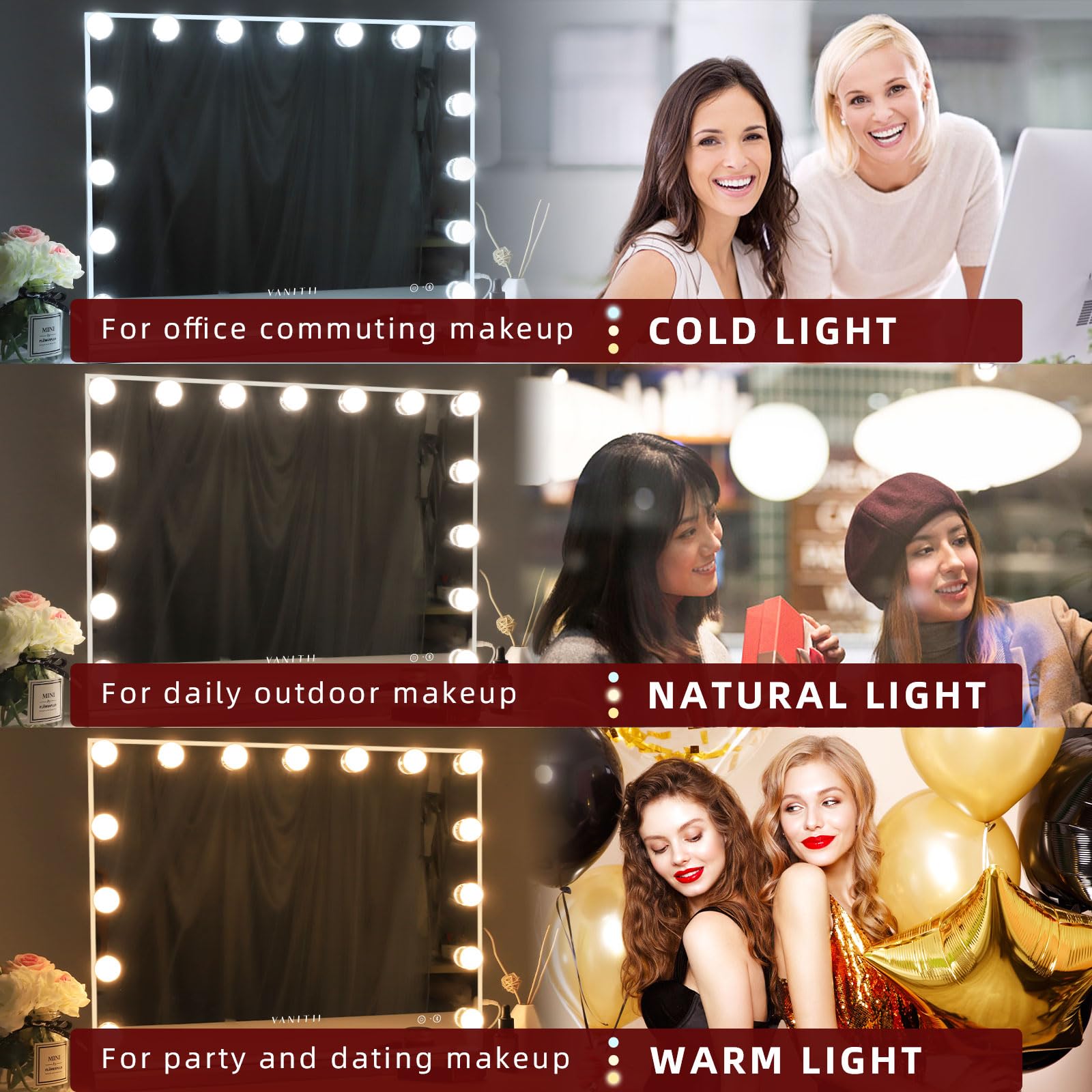 VANITII GLOBAL Bluetooth speaker mirror streams music while you groom.