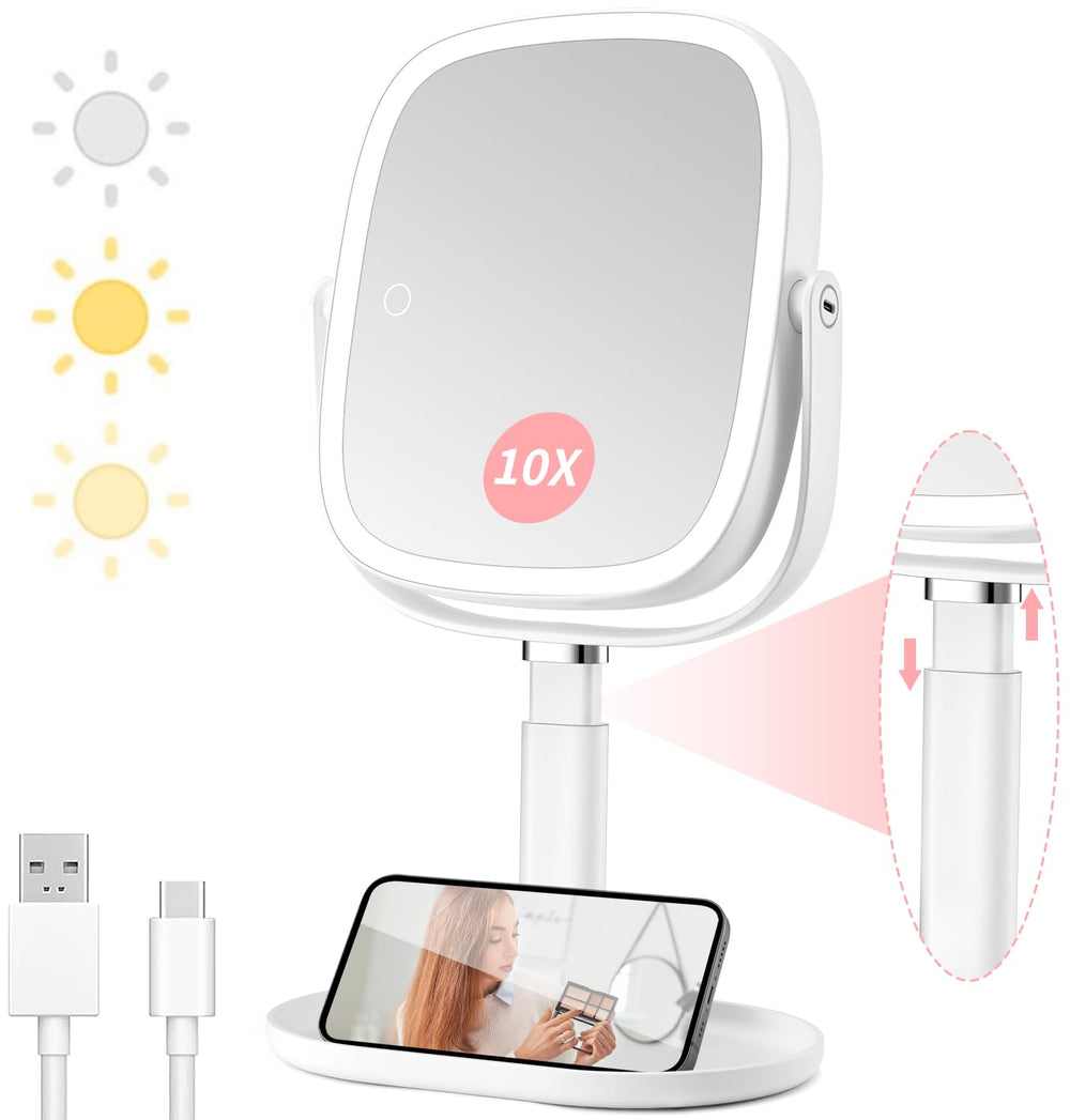 Vanmirr lighted makeup mirror front view with even lighting for daily makeup