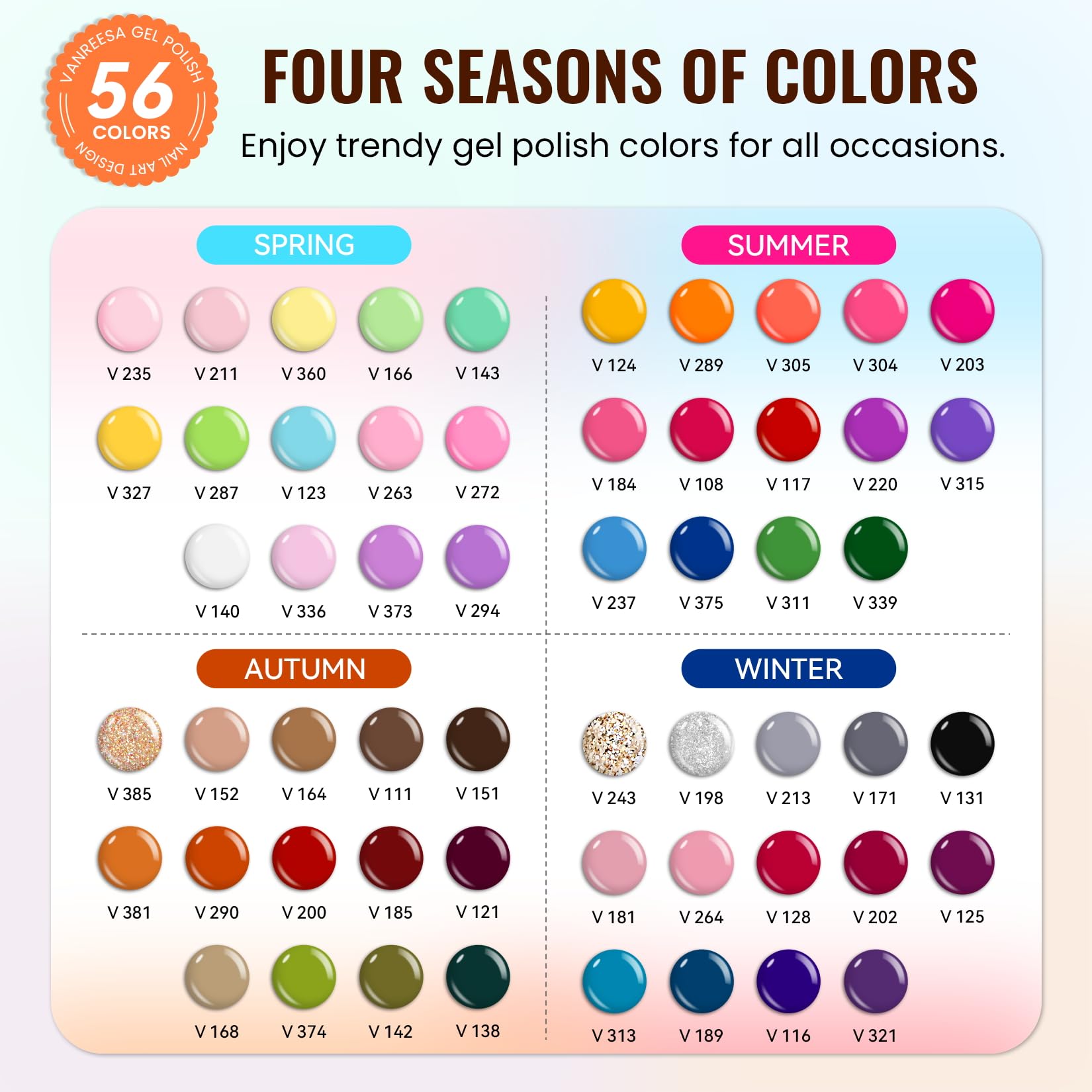 VANREESA color swatch display board helps you pick shades easily