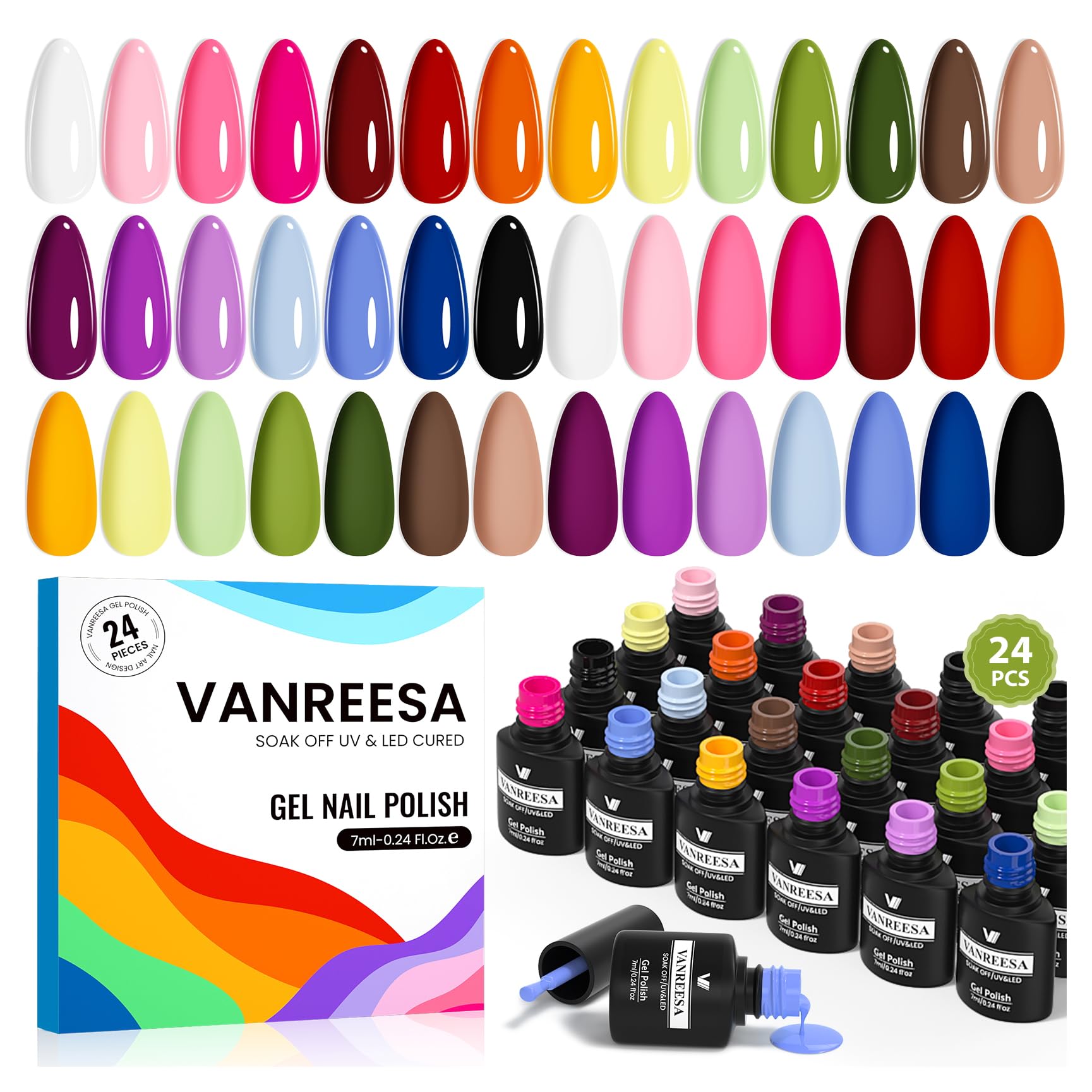 Vanreesa gel nail polish set with 21 colors for versatile manicures