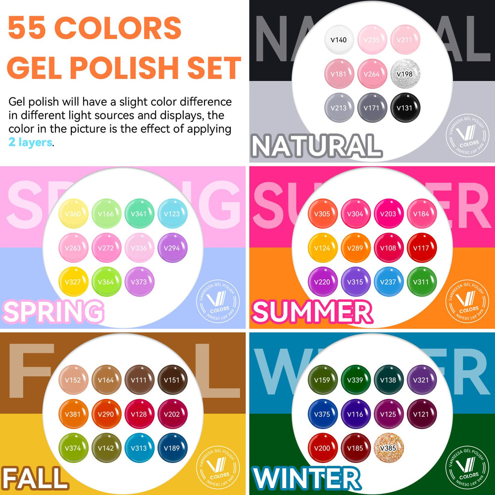 VANREESA paleta de colores 55 tonos para combinar estilos.