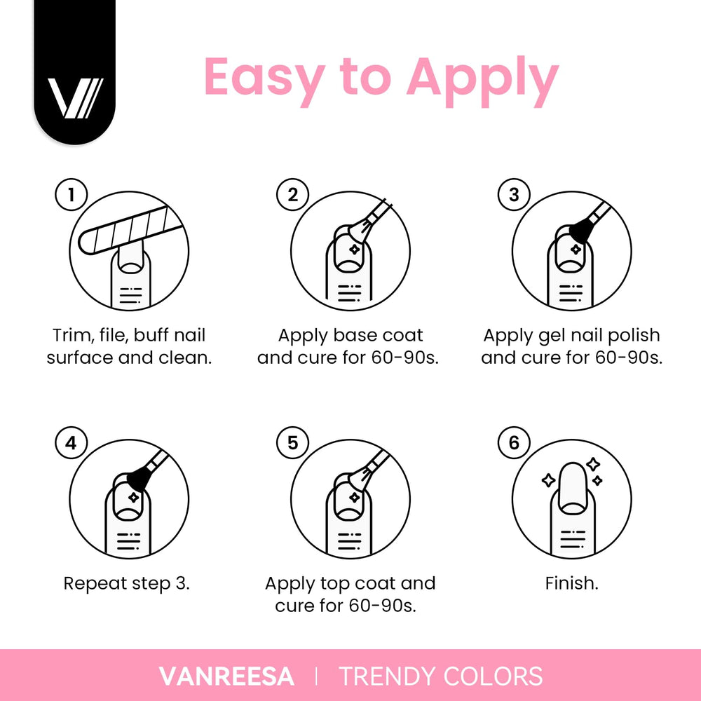 Esmalte gel Vanreesa para manicura DIY en casa.