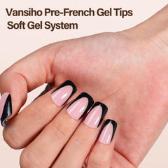 Vansiho black short square French tips for quick, flawless applications.