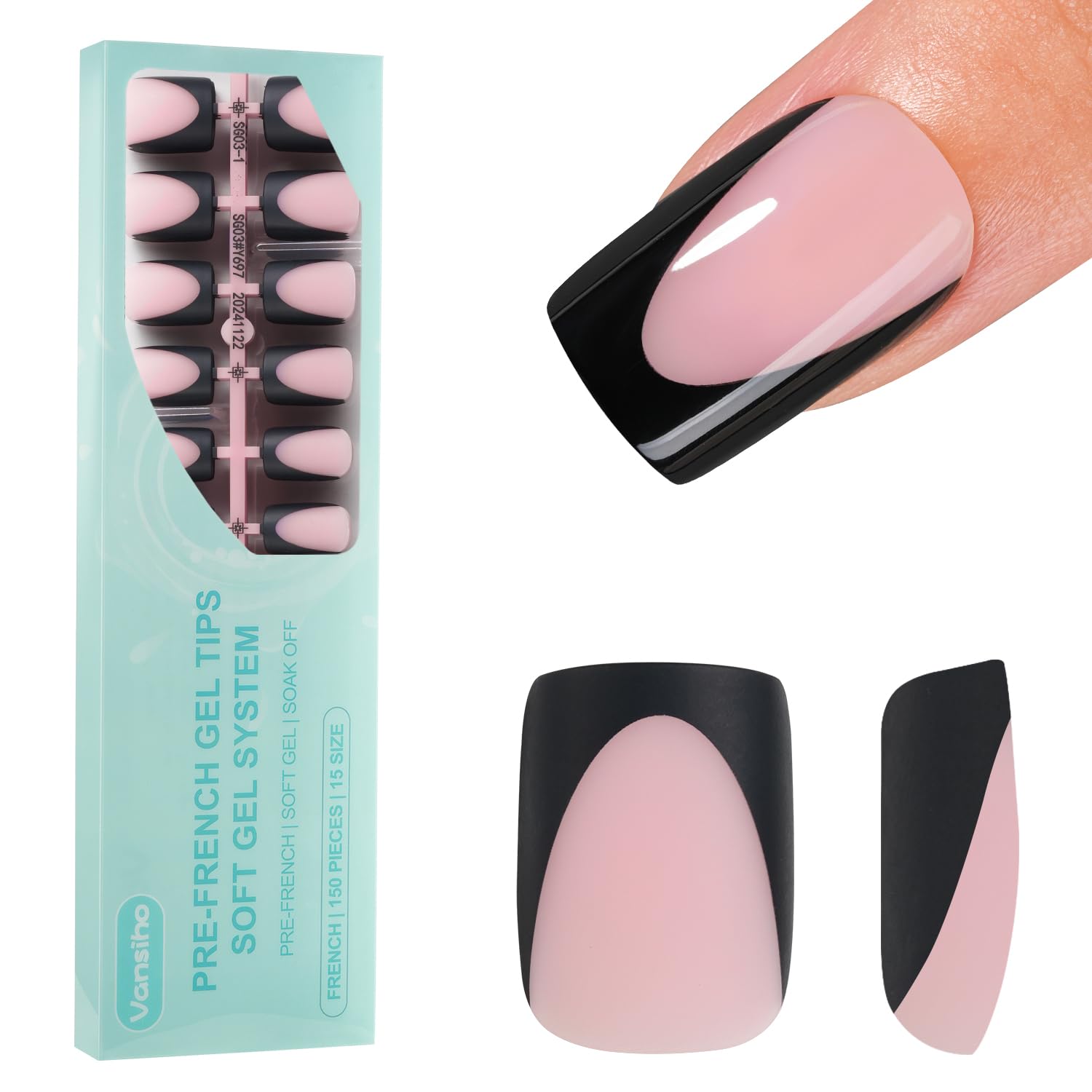 Vansiho deep French gel tips in pink for long-lasting DIY nails.