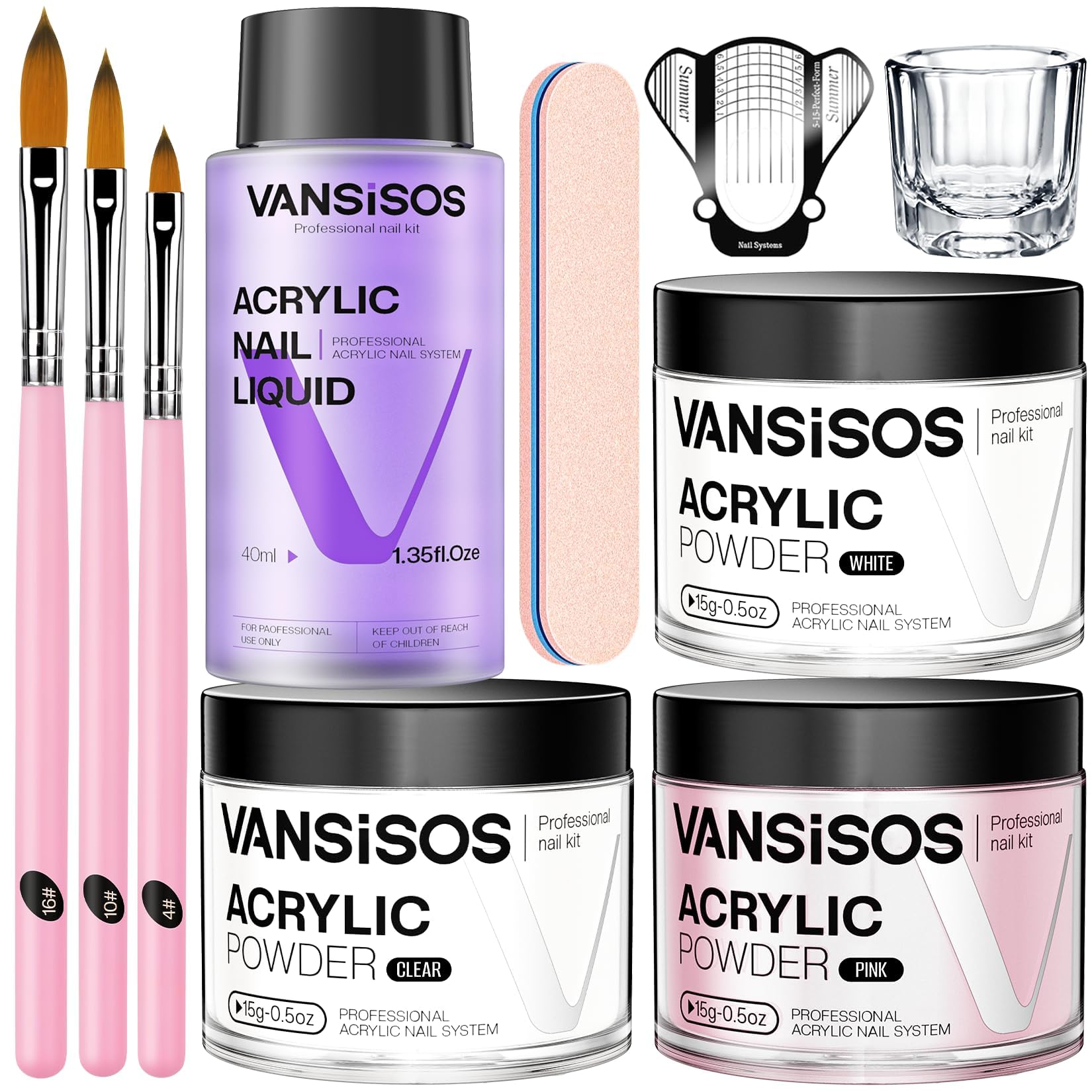 VANSISOS conjunto uñas acrílicas para principiantes, ideal para uso en casa