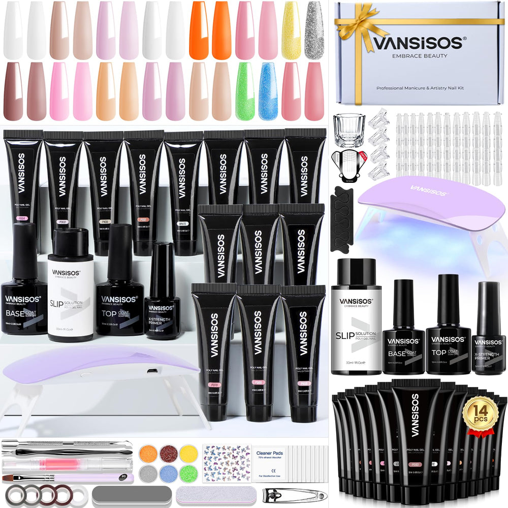 VANSISOS kit uñas gel poly 14 colores para empezar en casa.