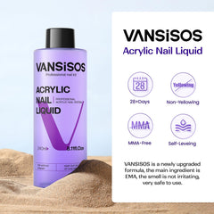 VANSISOS líquido para uñas acrílicas, aplicación suave para una capa uniforme.
