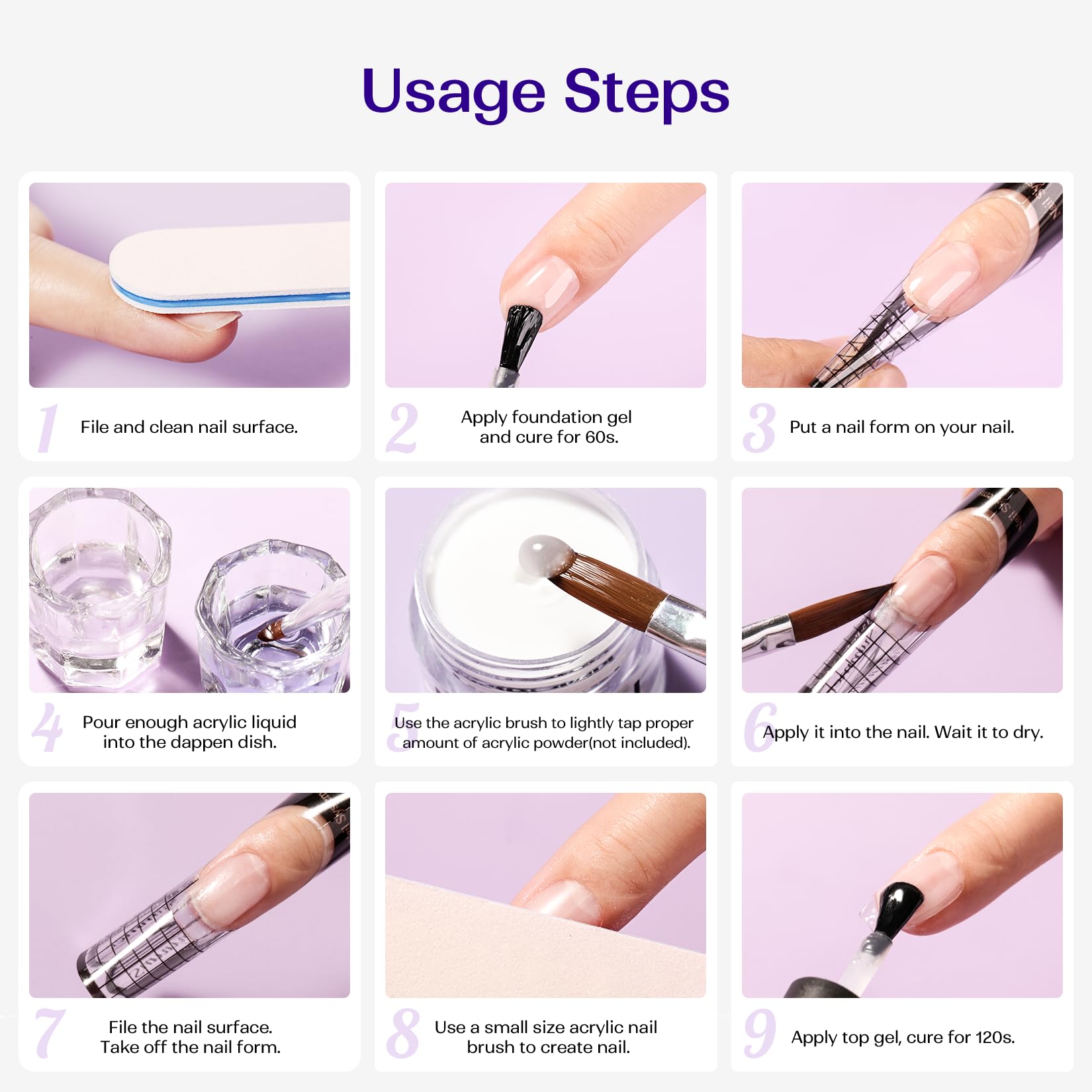 VANSISOS líquido para uñas acrílicas, compatible con polvos acrílicos para libertad de estilos.