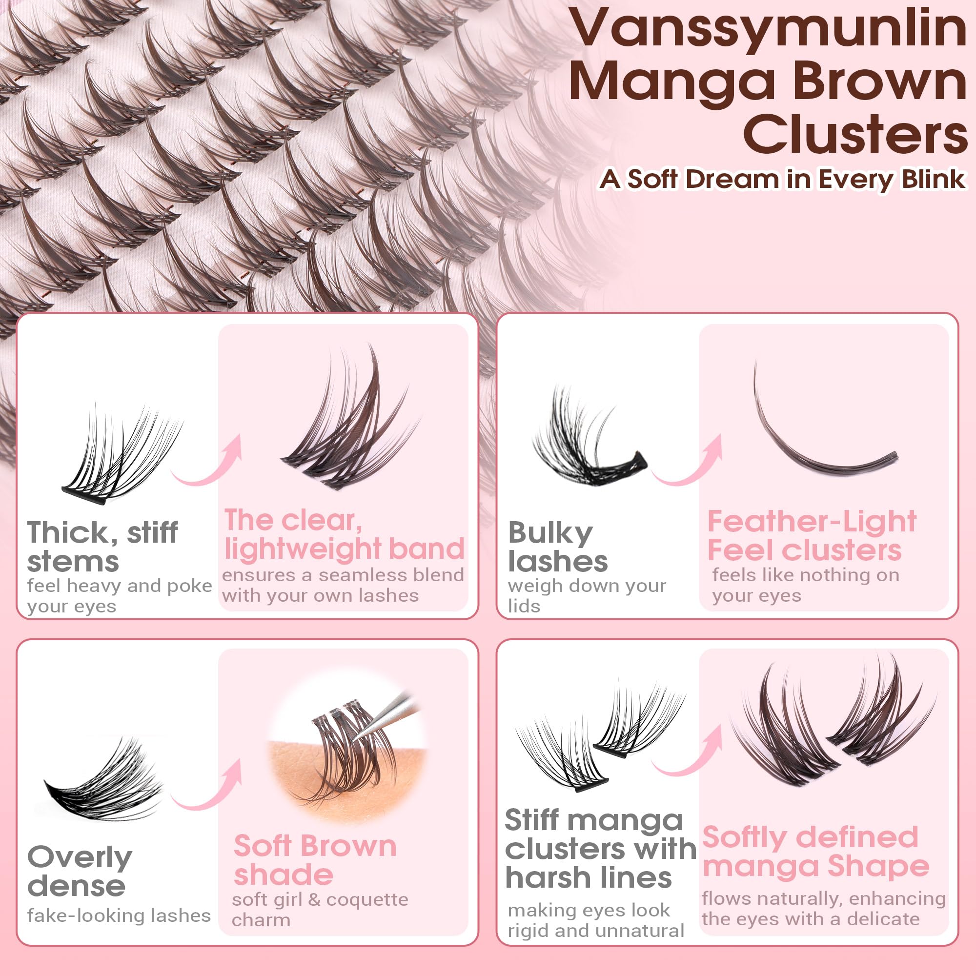 VANSSYMUNLIN clean band helps clusters blend with natural lashes