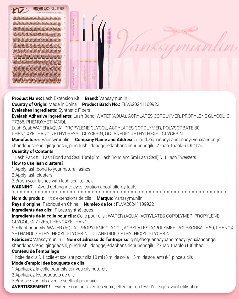 Vanssymunlin daily wear lash extensions kit for light comfort.