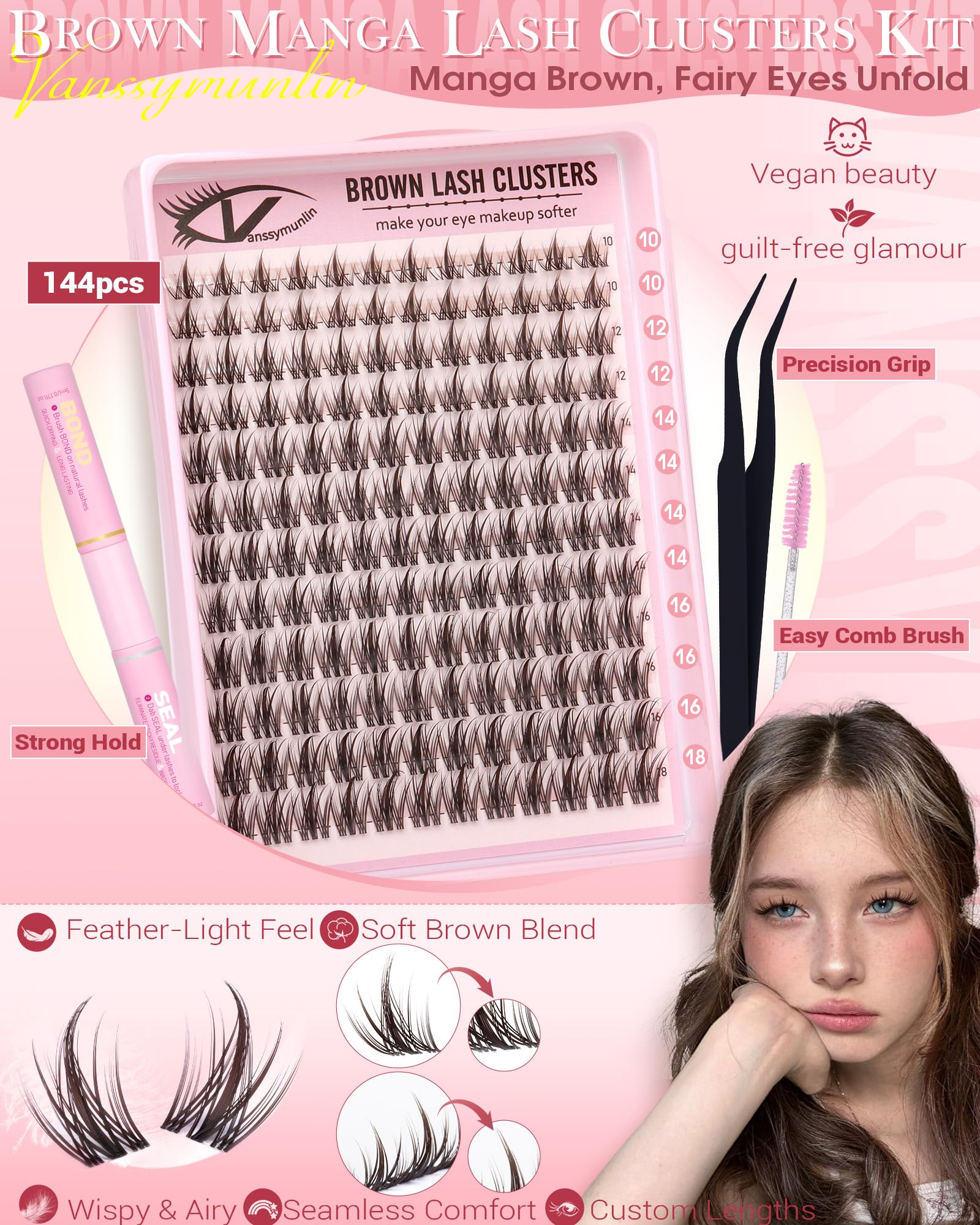 VANSSYMUNLIN waterproof lash cluster glue dries clear in seconds