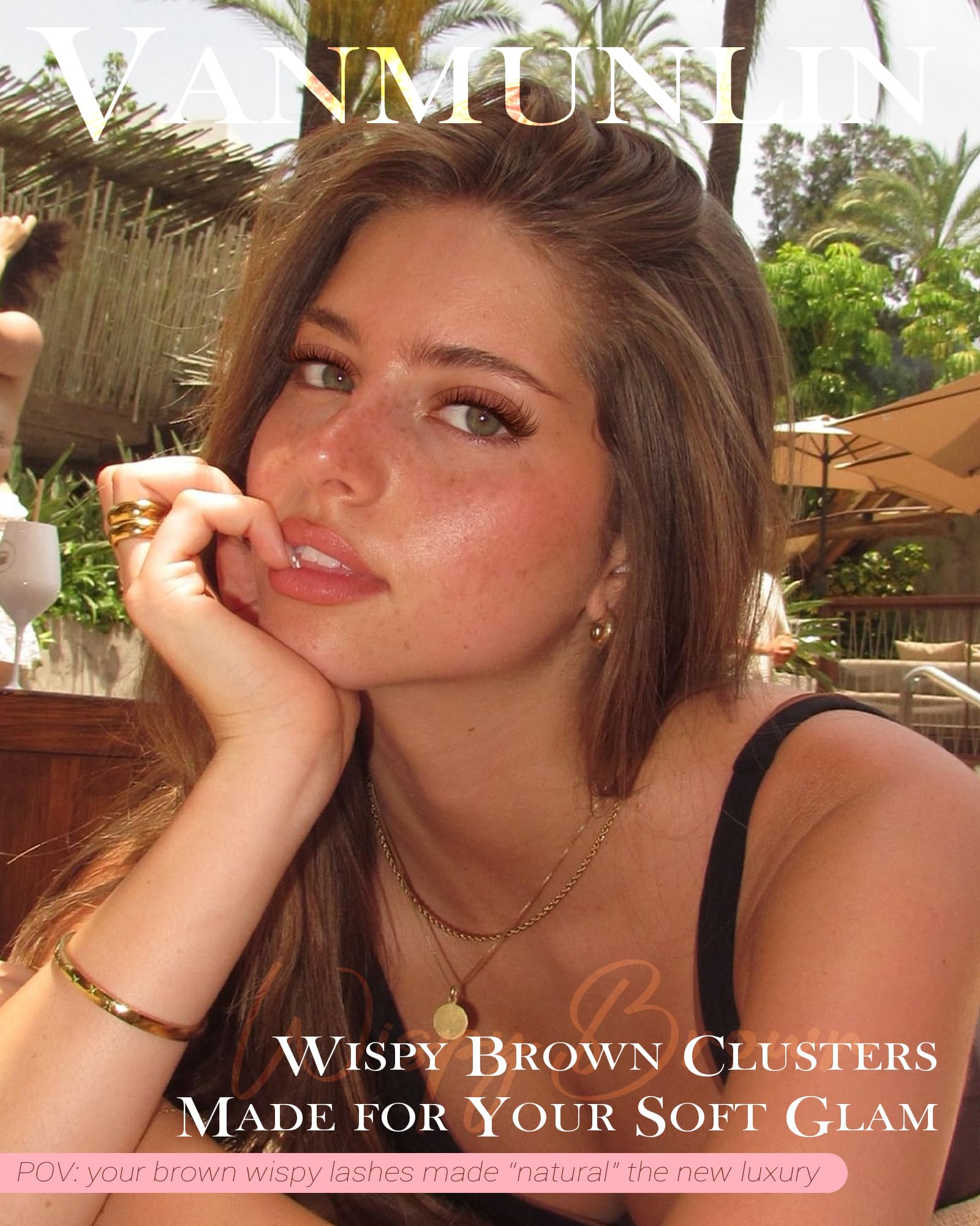Vanssymunlin wispy brown lashes 10-16mm create airy volume.