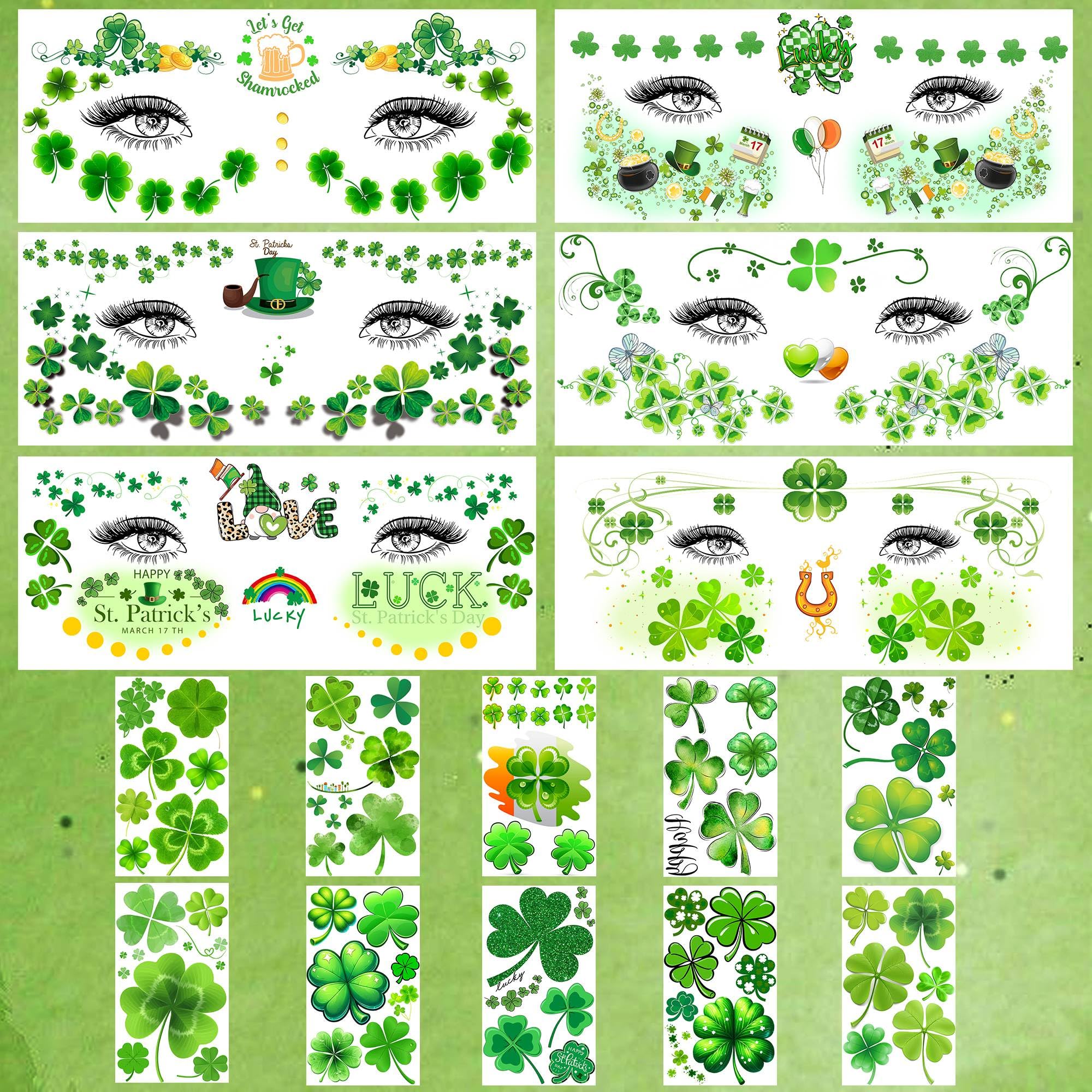 VANTATY shamrock clover tattoos designed for eye makeup accents.
