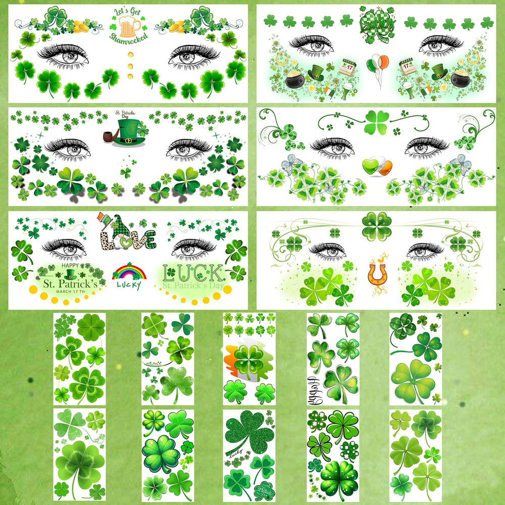VANTATY shamrock clover tattoos designed for eye makeup accents.