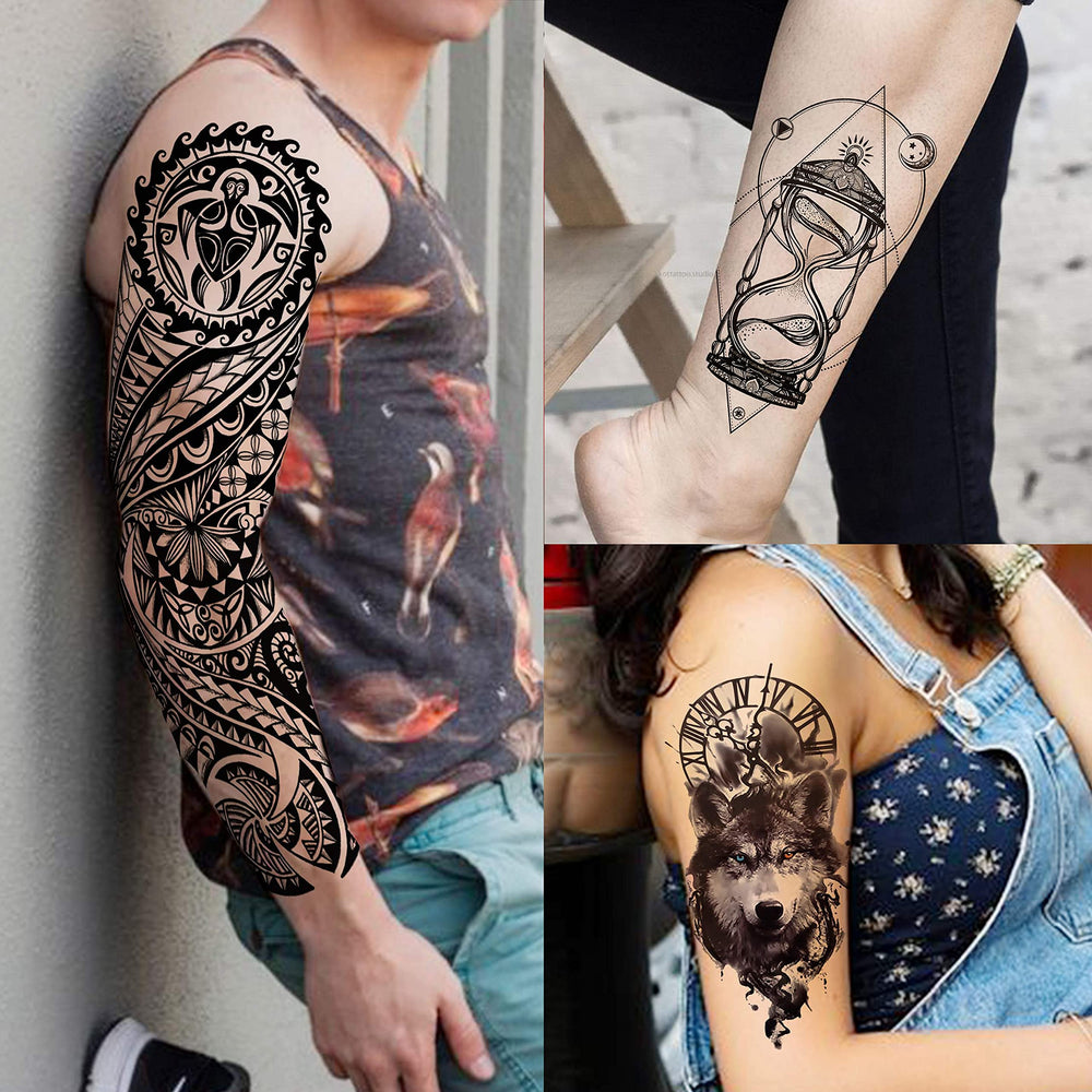 Tatuajes VANTATY de media manga 21x11-5 cm, ideales para adolescentes.