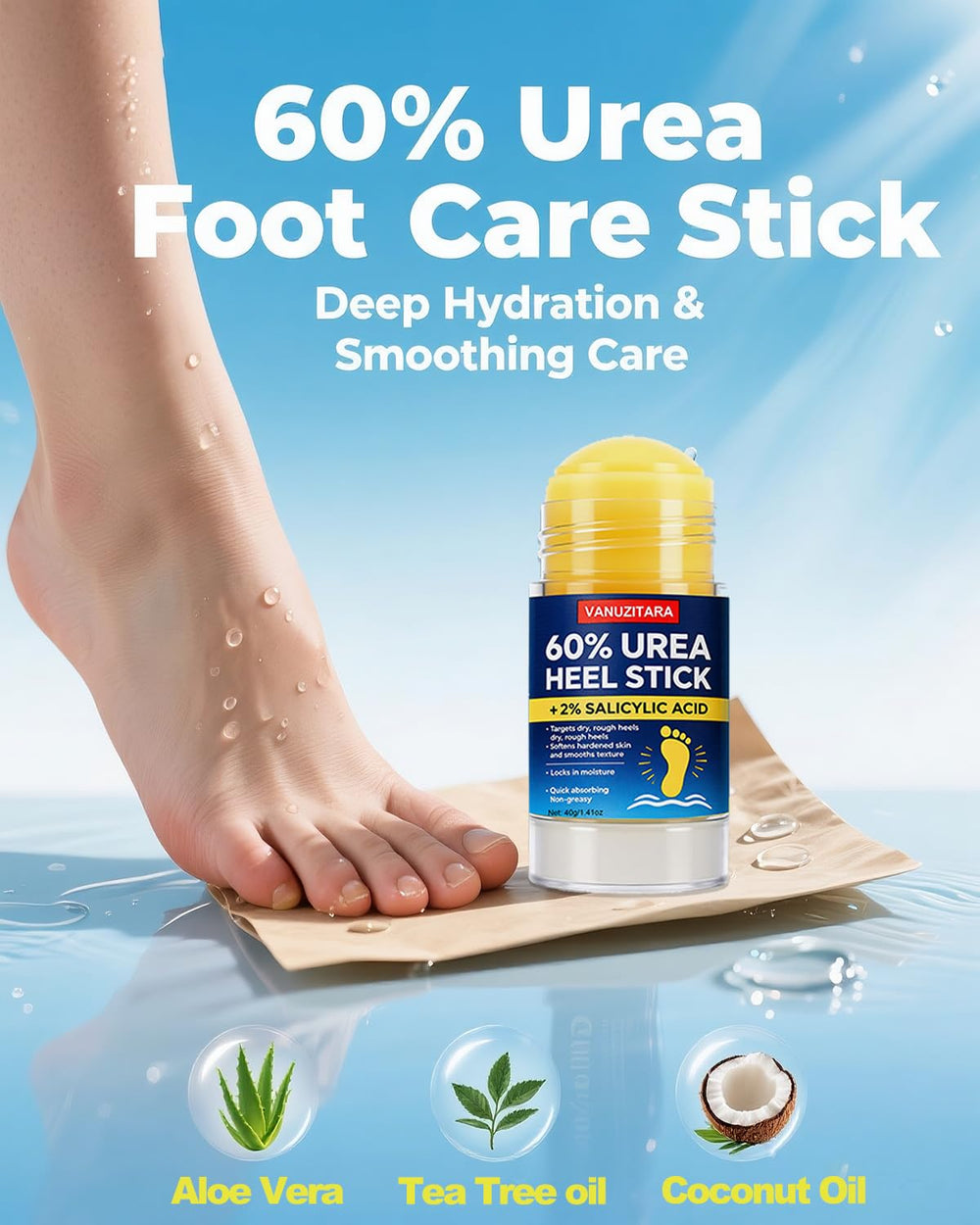 VANUZITARA Urea Cream 60% packaging close-up highlighting salicylic acid addition.