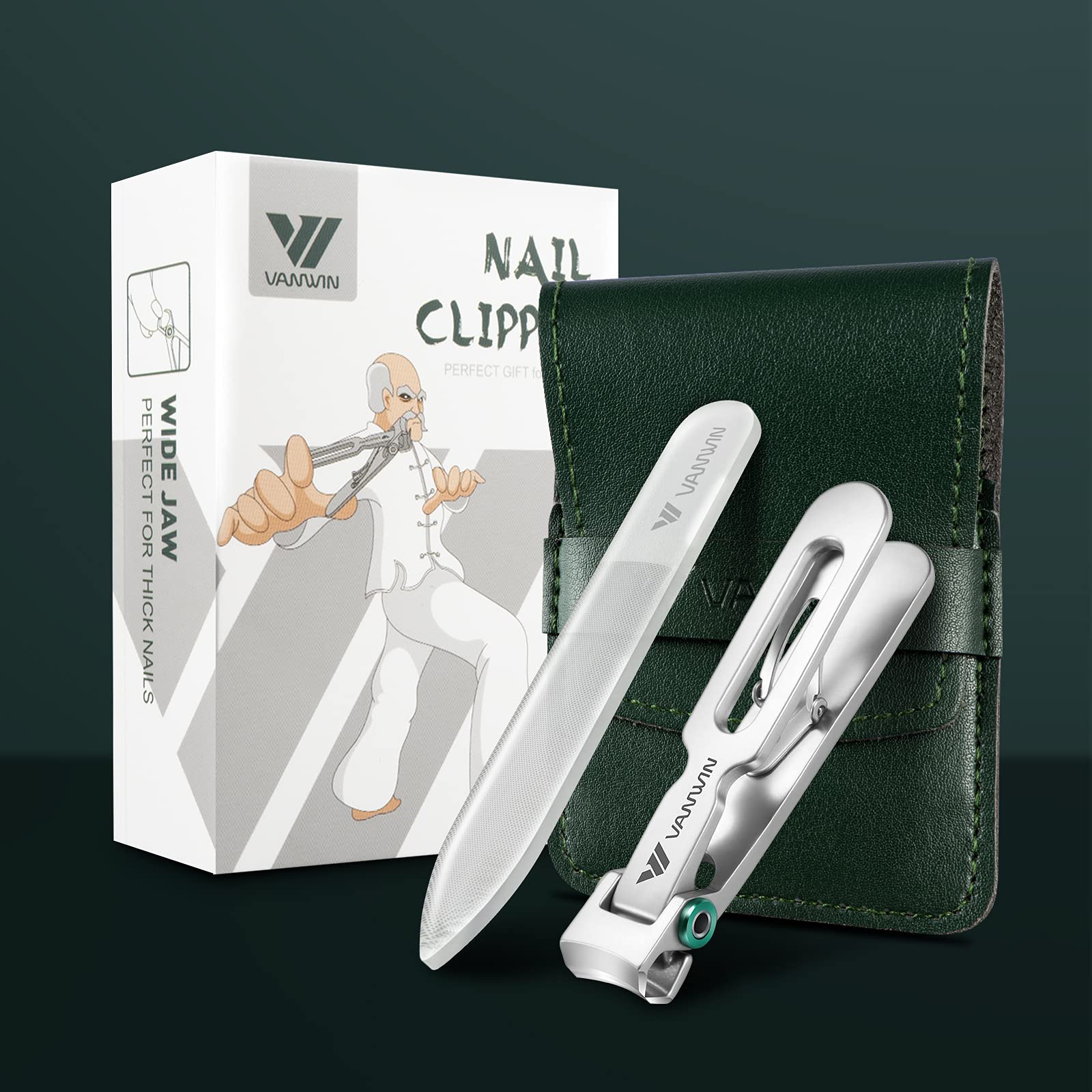 VANWIN packaging shows included storage case and file