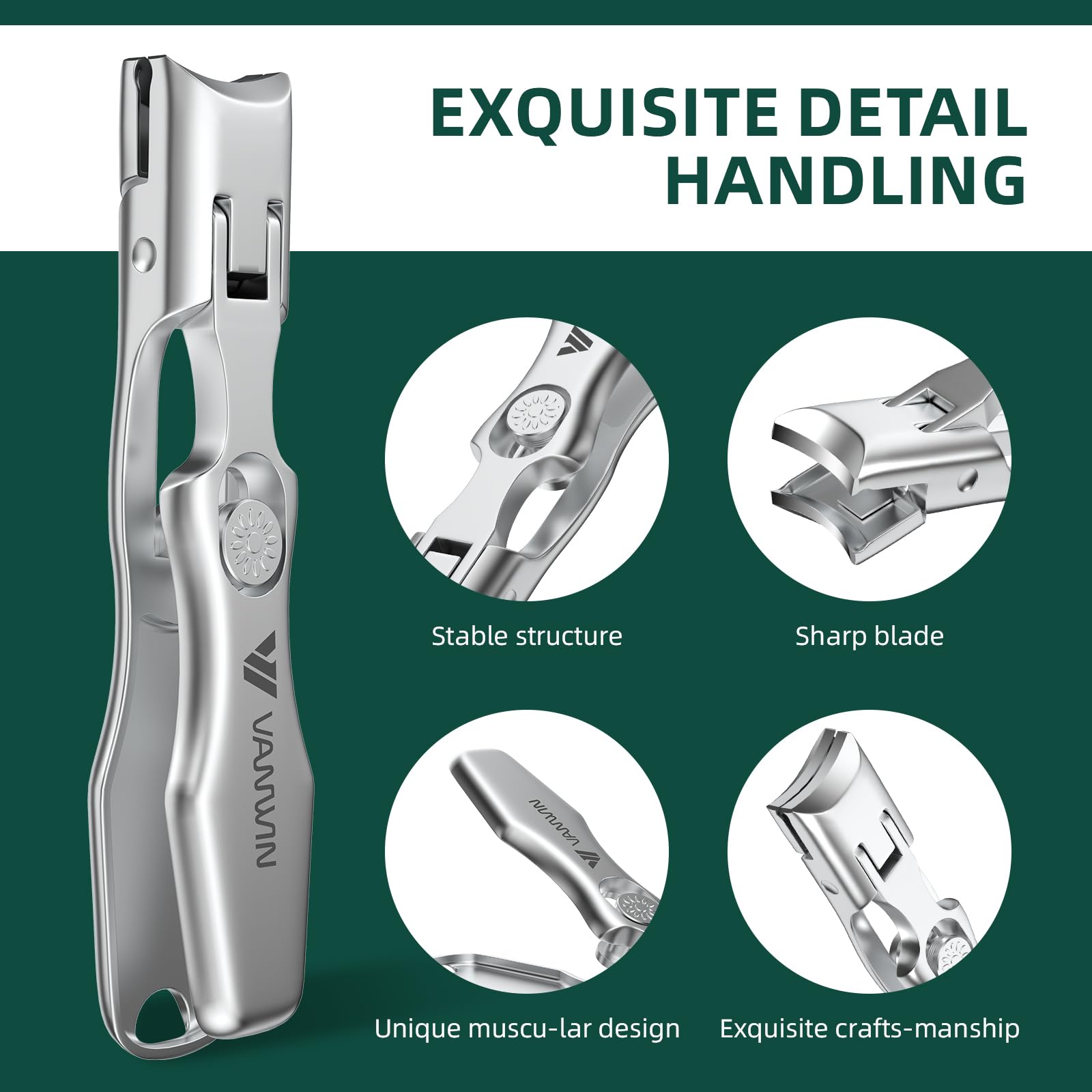 VANWIN sharp curved blades deliver smooth trims on tough nails.