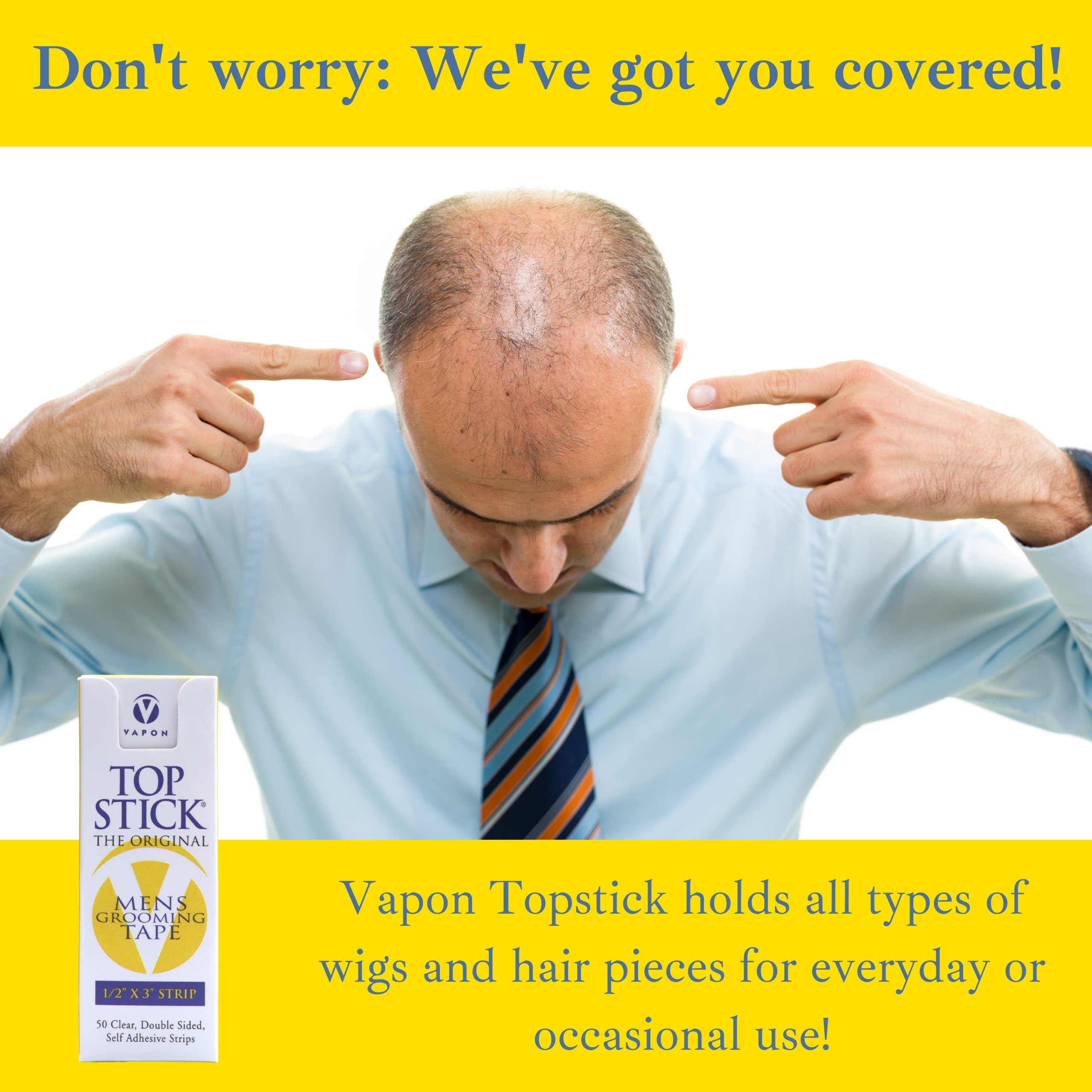 Waterproof and hypoallergenic Vapon Topstick keeps hairpieces in place.