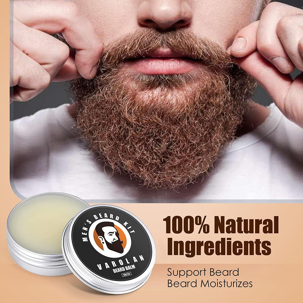 Varolan beard balm tin smooths and adds natural shine for a fuller look.