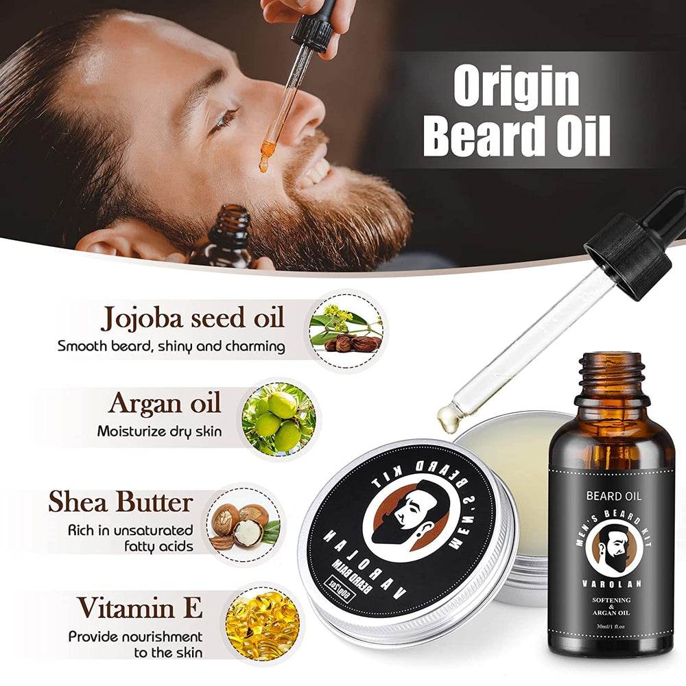 Varolan beard growth oil and balm hydrate and condition for a healthier beard.
