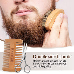 Varolan wooden comb and brush set detangles beard without irritation.